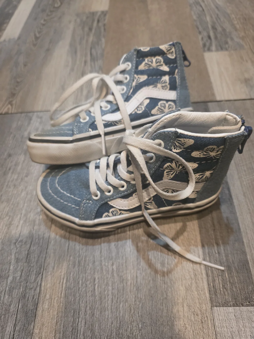 Vans Kids High-Top Denim Sneakers in Light Blue with White Accents